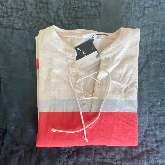 NWT Anthropologie The Upside Lace-Up Pullover Top, 100% Cotton, Size Large - Picture 4 of 16